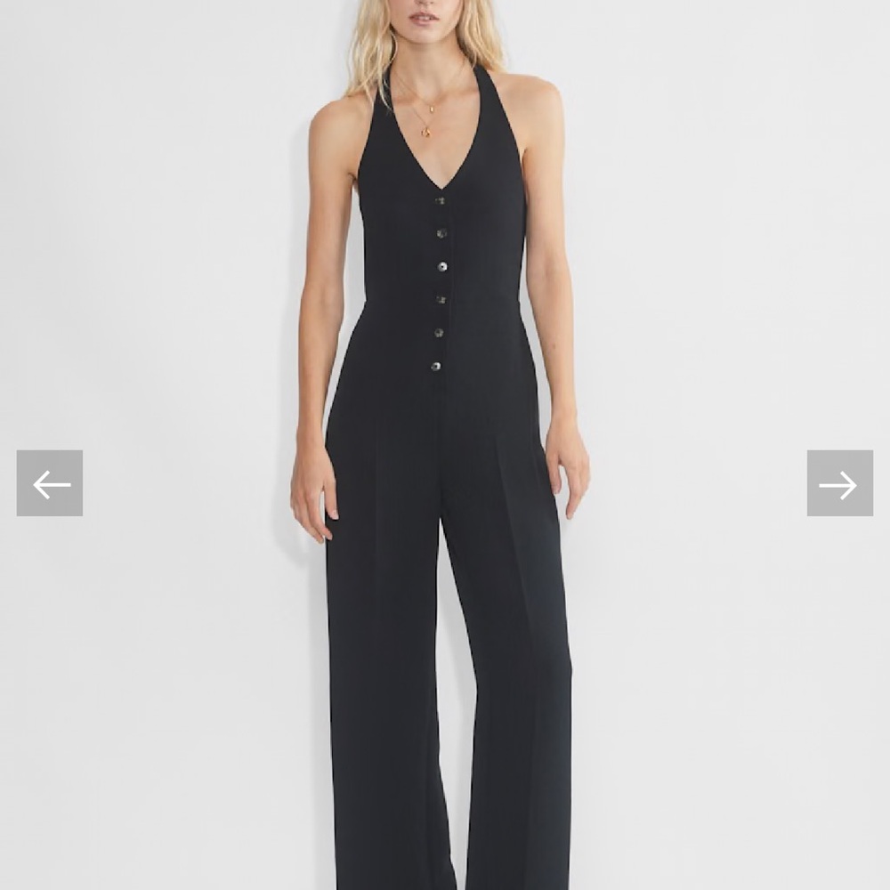 Aritzia Black Button-Front Jumpsuit
